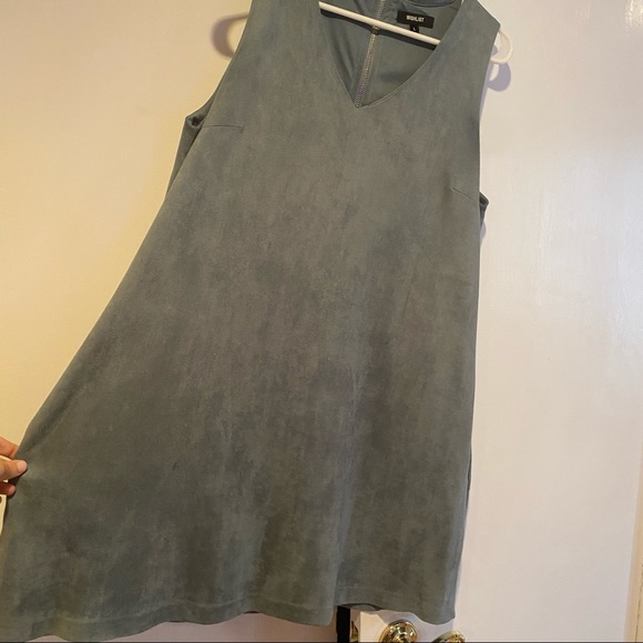 Suede light blue a-line dress with pockets - Picture 4 of 4